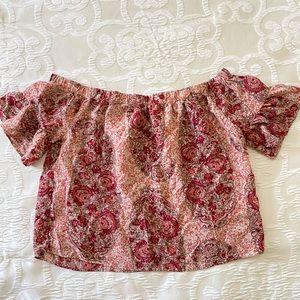 Madewell Off the Shoulder Printed Crop Top
